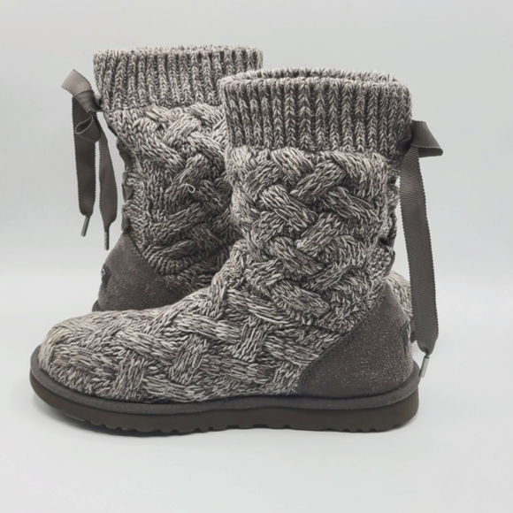 UGG Isla Cableknit Boots Gray Grey Size 8 - Picture 9 of 13